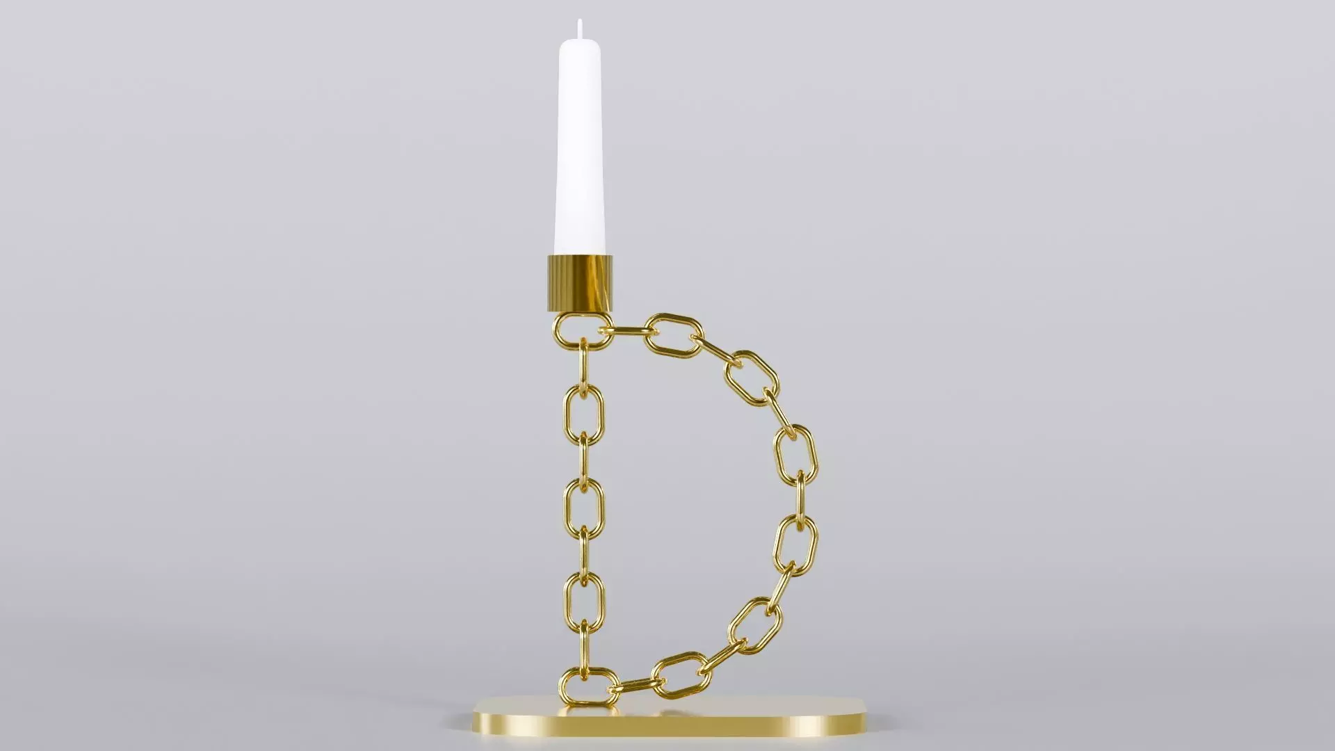 Alphabet D Chain Gold Candleholder 3D Model True 4K PBR Renders Low-poly 3D model_0