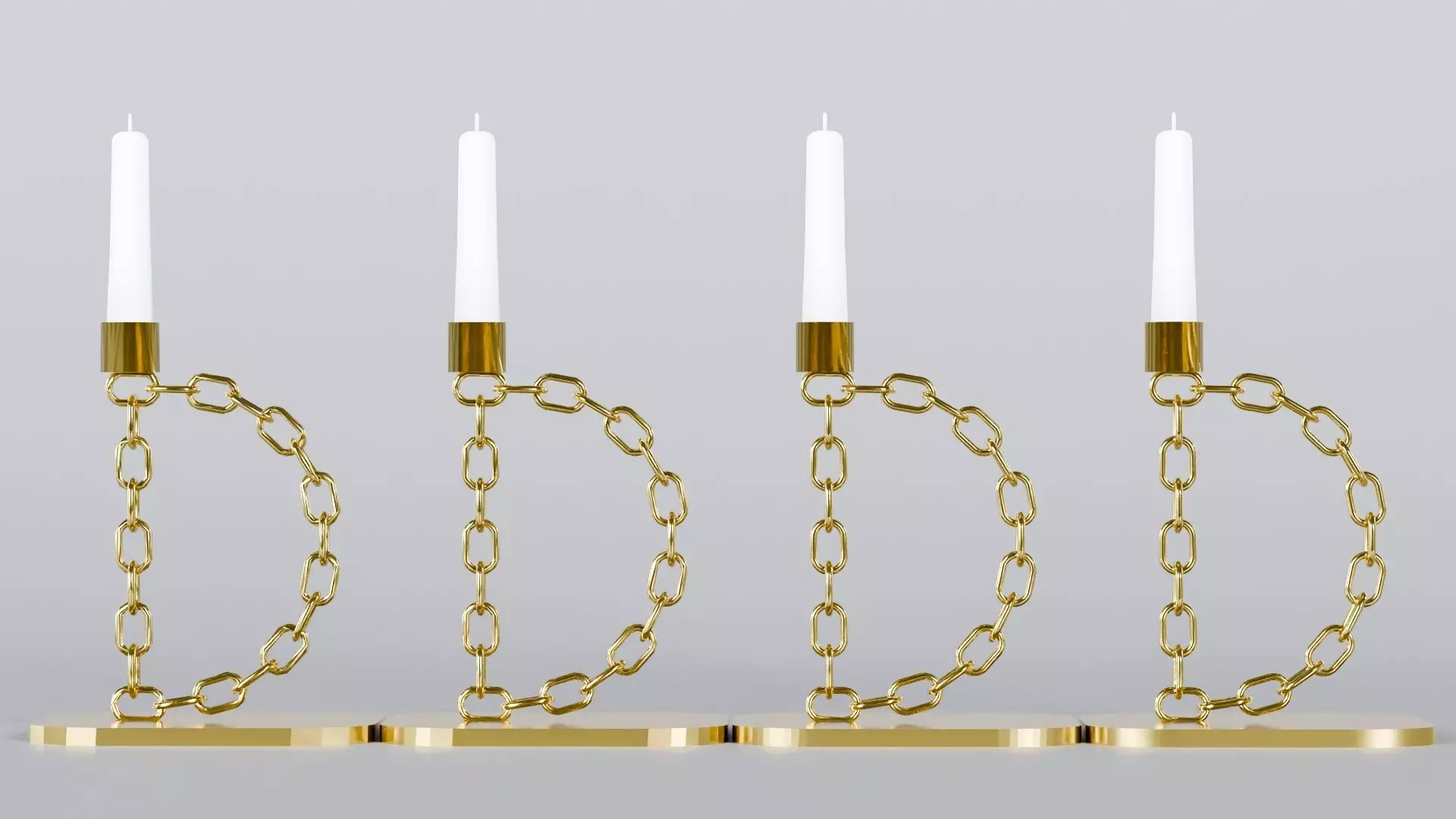 Alphabet D Chain Gold Candleholder 3D Model True 4K PBR Renders Low-poly 3D model_5