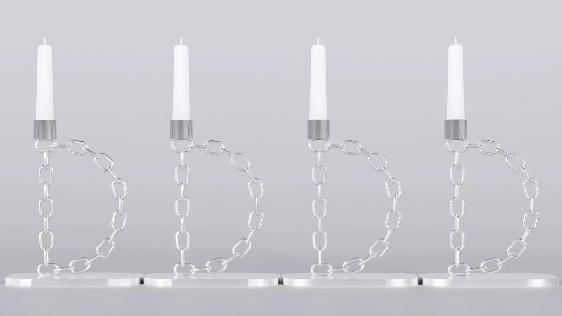 Alphabet D Chain Silver Candleholder 3D Model True 4K PBR Render Low-poly 3D model_5