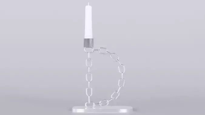 Alphabet D Chain Silver Candleholder 3D Model True 4K PBR Render