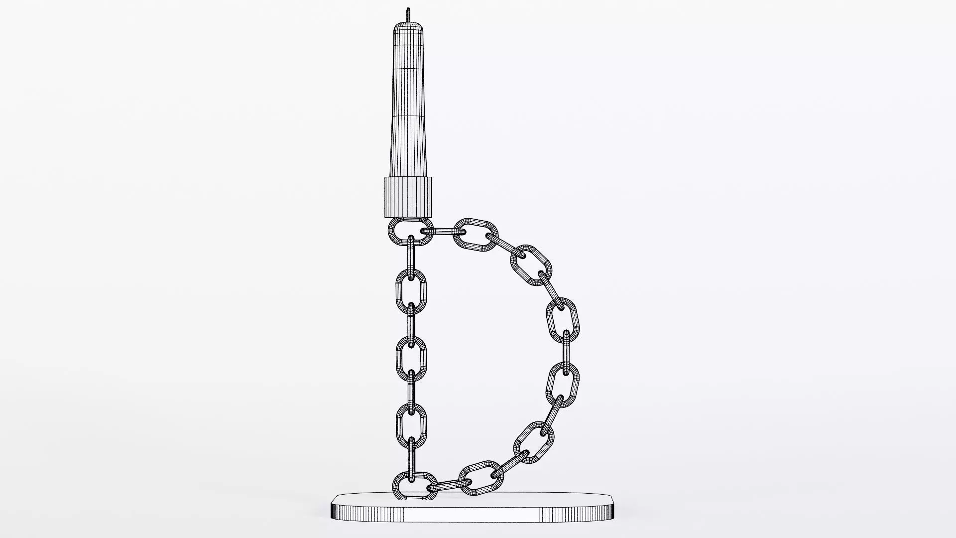 Alphabet D Chain Silver Candleholder 3D Model True 4K PBR Render Low-poly 3D model_8