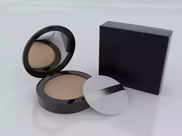 Cosmetic Foundation Powder with Cushion Puff and Box 3D model