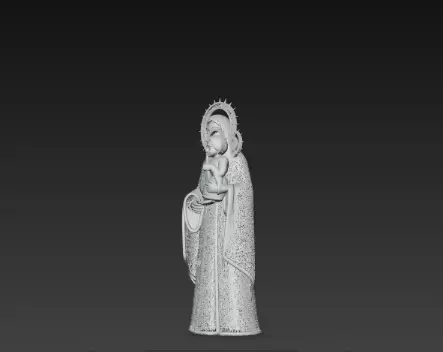 3D Virgin Mary Statue Model Holy Christmas Art 3D print model_9