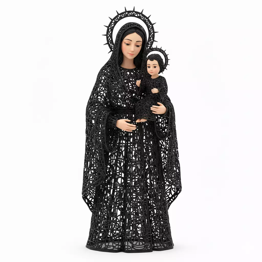 3D Virgin Mary Statue Model Holy Christmas Art 3D print model_0