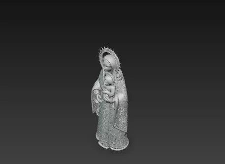 3D Virgin Mary Statue Model Holy Christmas Art 3D print model_10