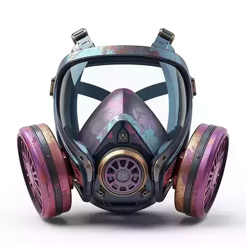 Full Face Cyberpunk Respirator 3D Model Contaminated Zone Gear