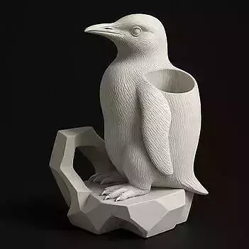 3D Penguin Pen Holder Model Creative Desk Decor