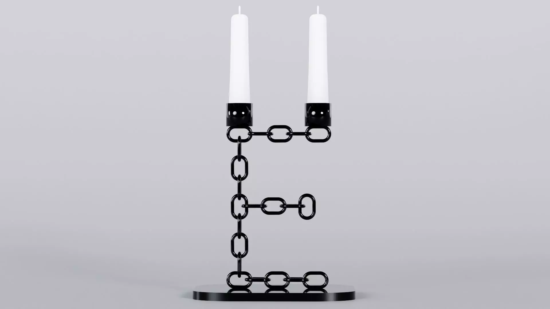Alphabet E Chain Black Candleholder 3D Model True 4K PBR Render Low-poly 3D model_0