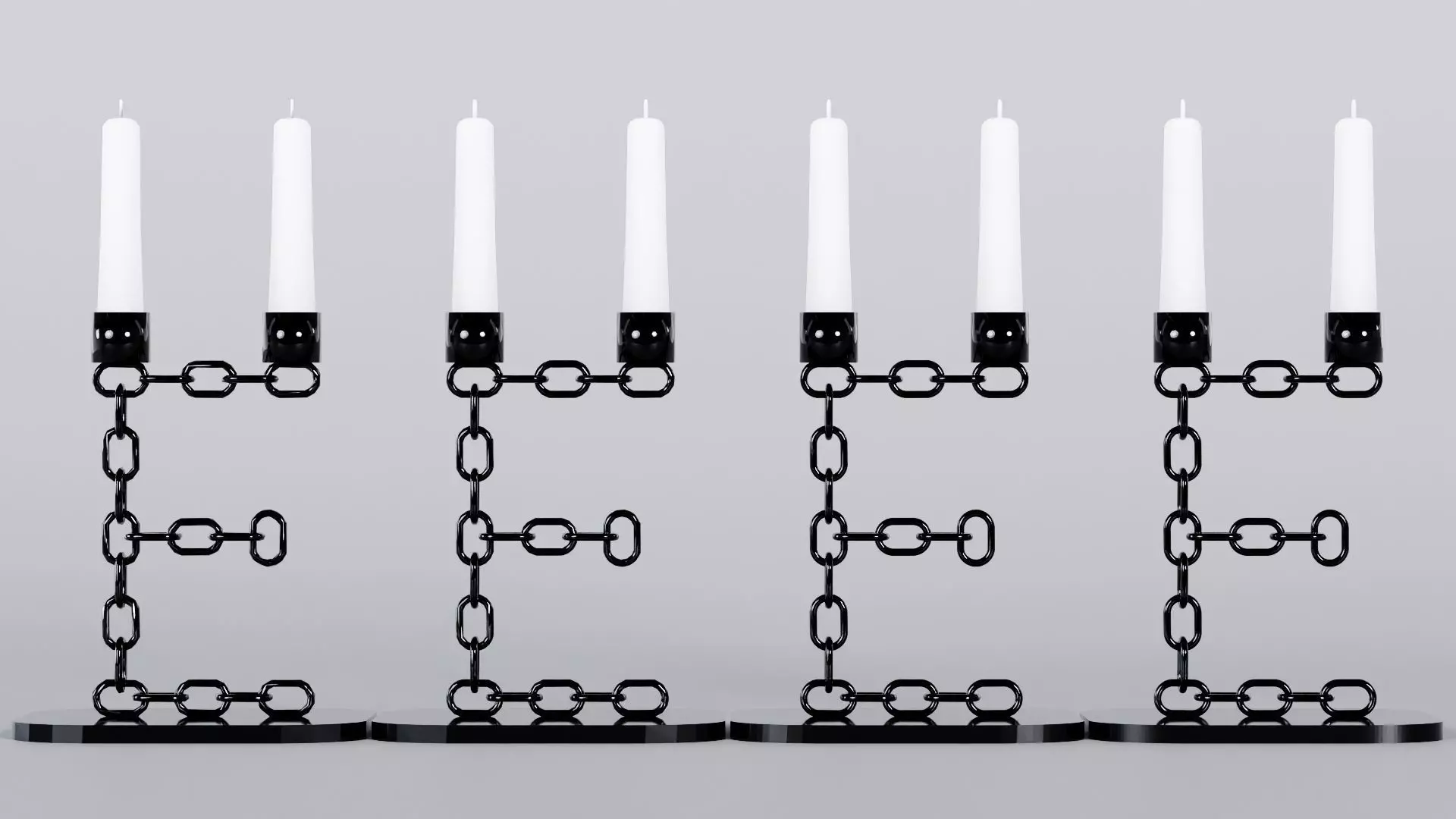 Alphabet E Chain Black Candleholder 3D Model True 4K PBR Render Low-poly 3D model_6
