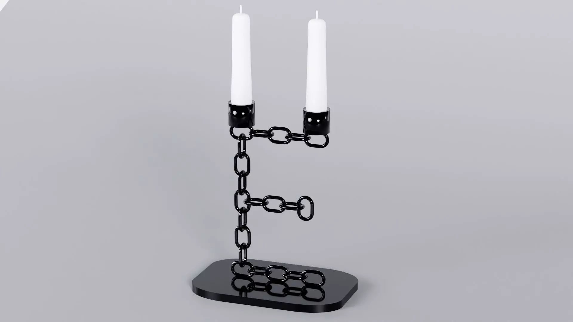 Alphabet E Chain Black Candleholder 3D Model True 4K PBR Render Low-poly 3D model_2