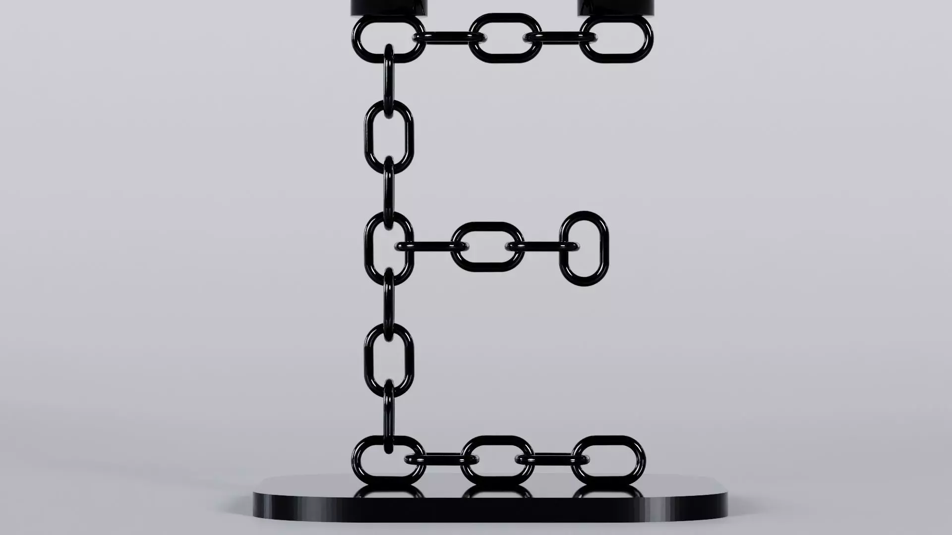 Alphabet E Chain Black Candleholder 3D Model True 4K PBR Render Low-poly 3D model_5