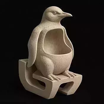 3D Penguin Pen Holder Model Modern Desk Decor