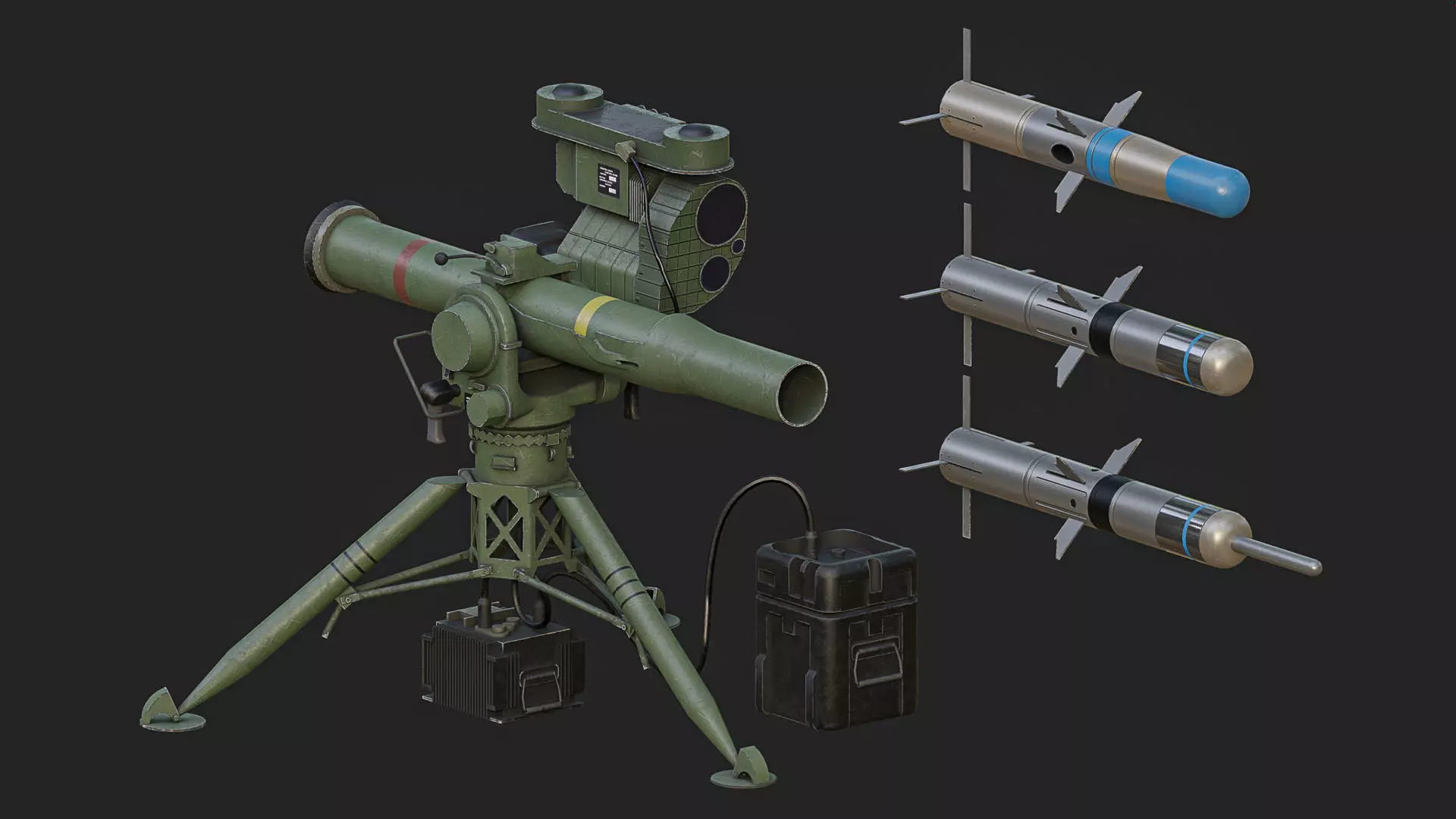 BGM 71 Tow Low-poly 3D model_1