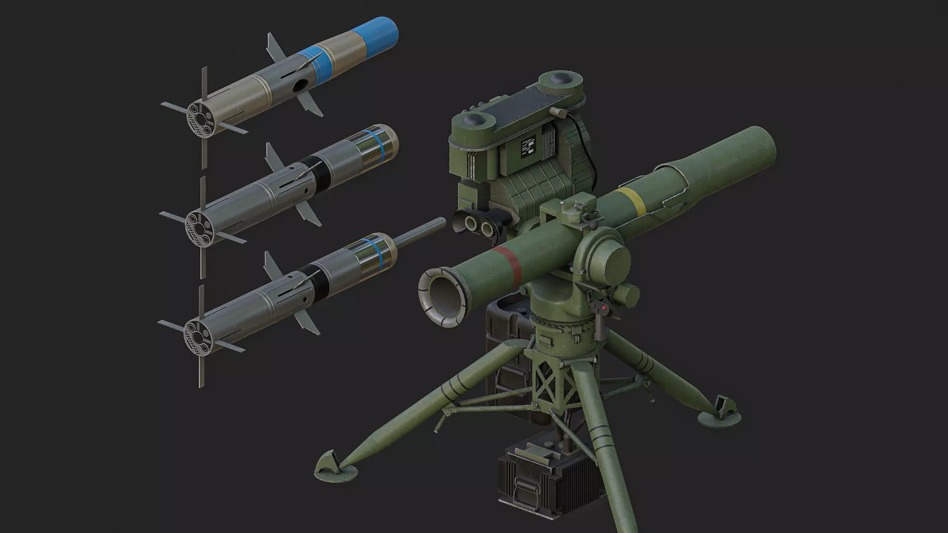 BGM 71 Tow Low-poly 3D model_3