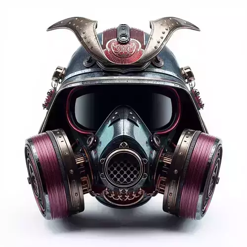 Steampunk Samurai Gas Mask 3D Model Neo Feudal Combat