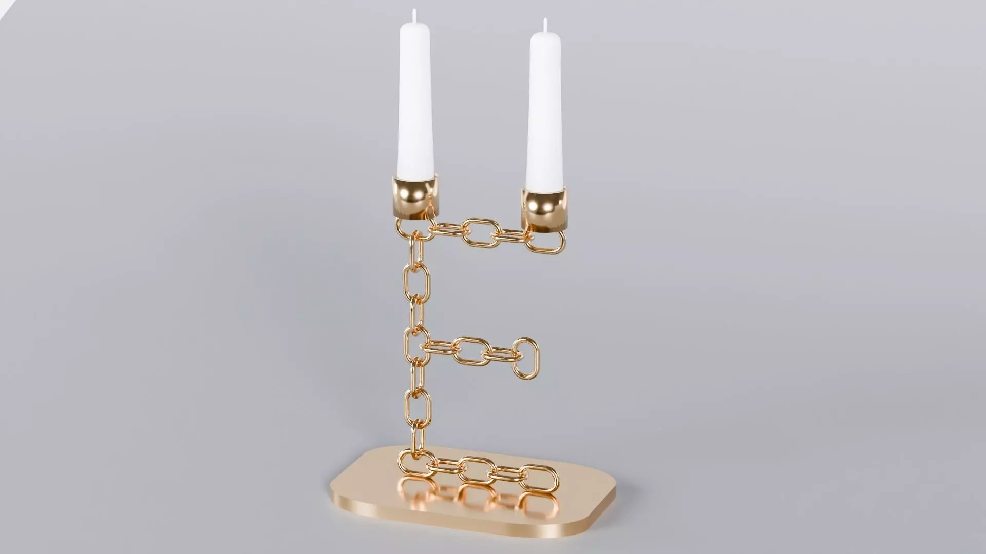 Alphabet E Chain Bronze Candleholder 3D Model True 4K PBR Render Low-poly 3D model_3