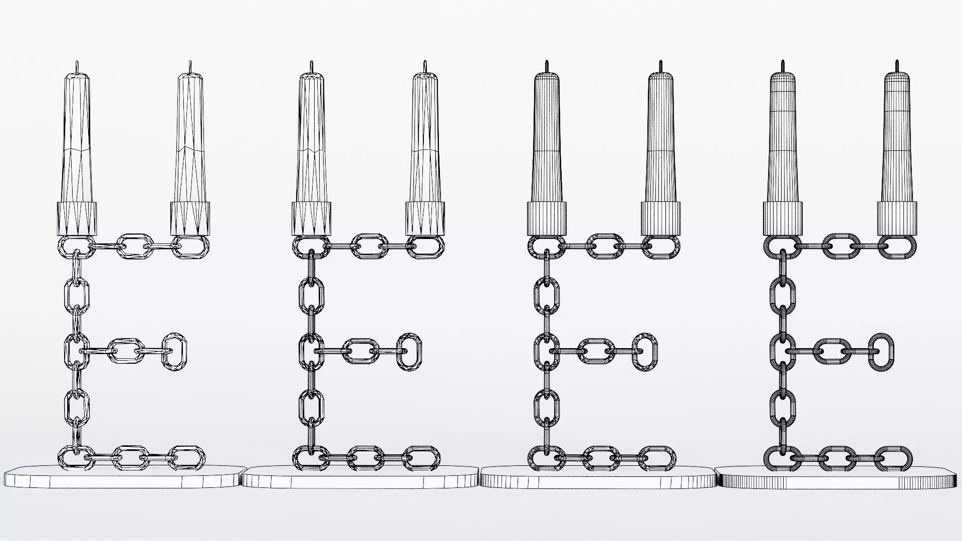 Alphabet E Chain Bronze Candleholder 3D Model True 4K PBR Render Low-poly 3D model_2