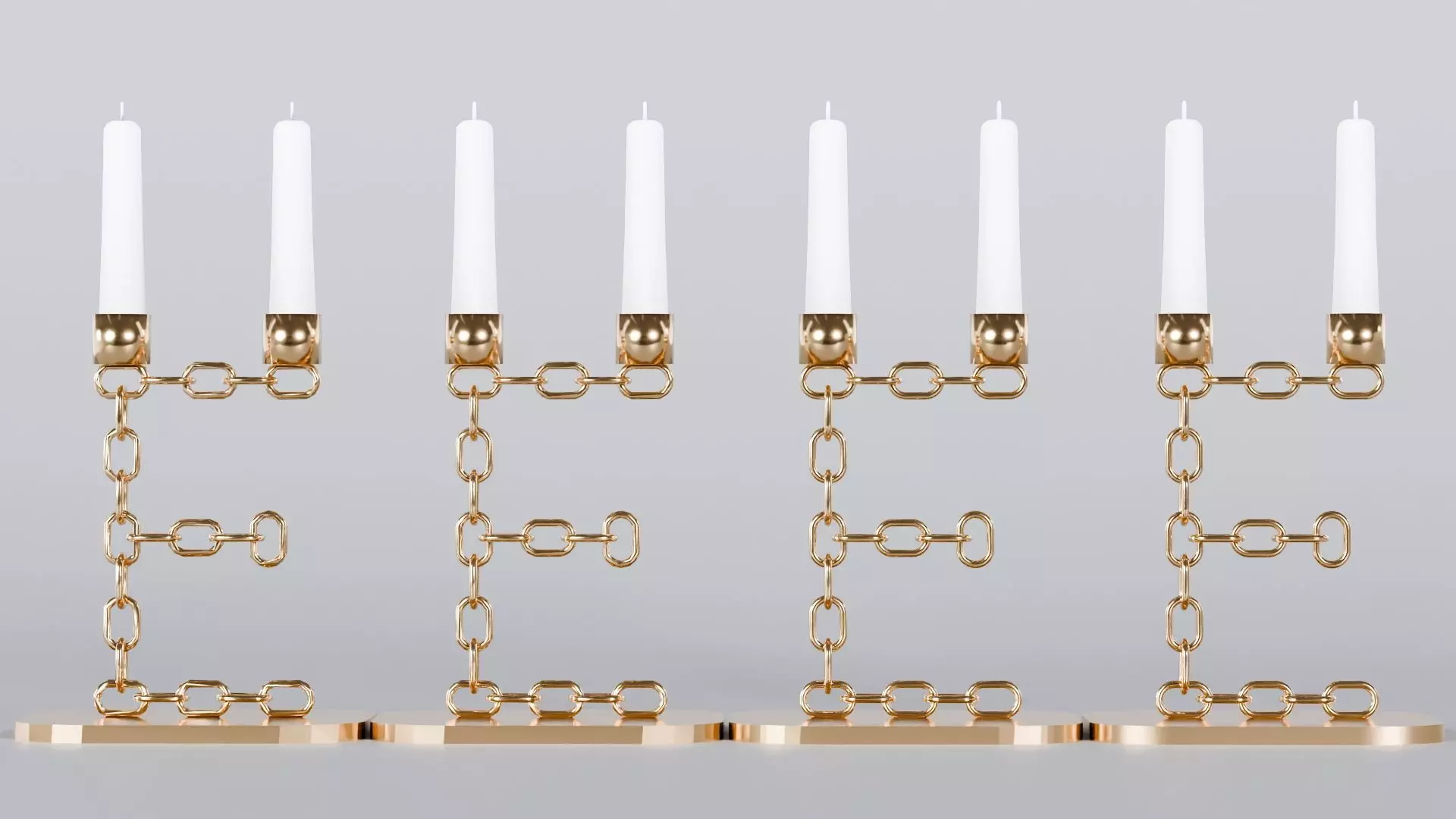 Alphabet E Chain Bronze Candleholder 3D Model True 4K PBR Render Low-poly 3D model_1