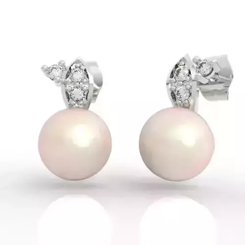 Elegant Pearl Drop Earrings Diamond