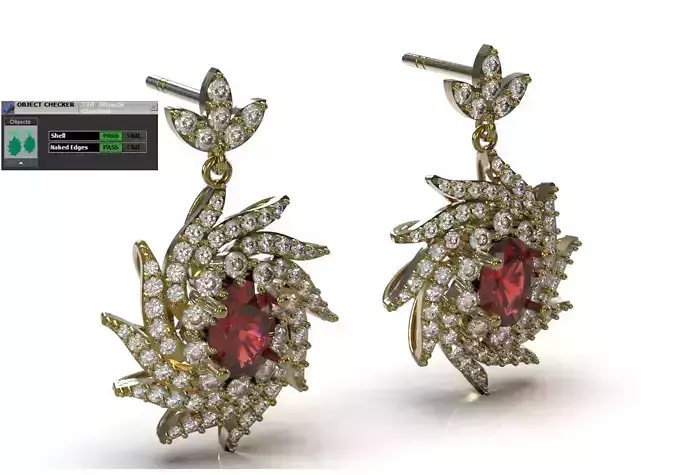 Luxury jewelry gemstone STL 3D earring model je0151 3D print model