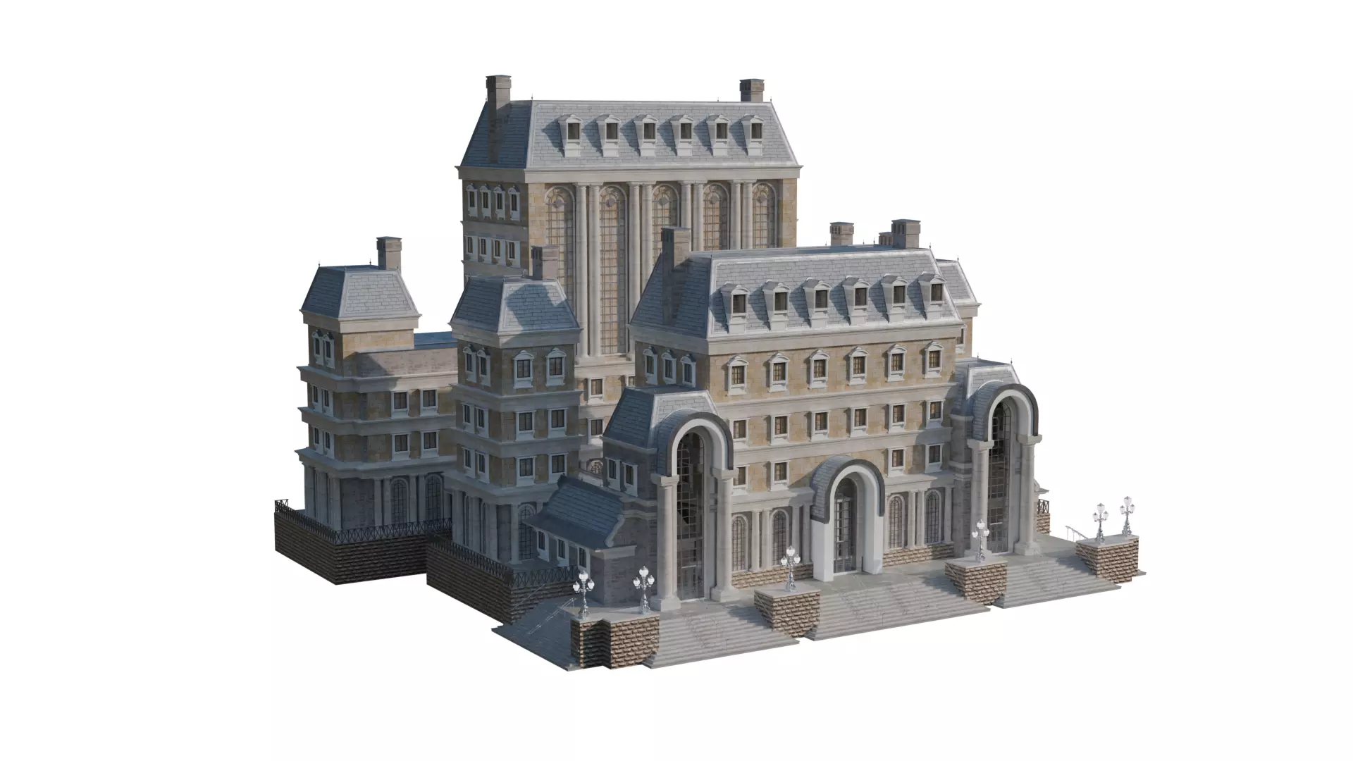 Classical European Building - House 1 3D model_2