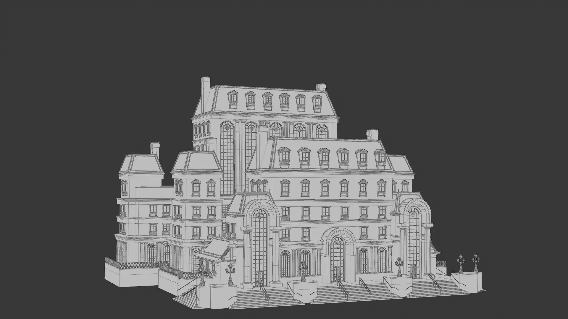 Classical European Building - House 1 3D model_1