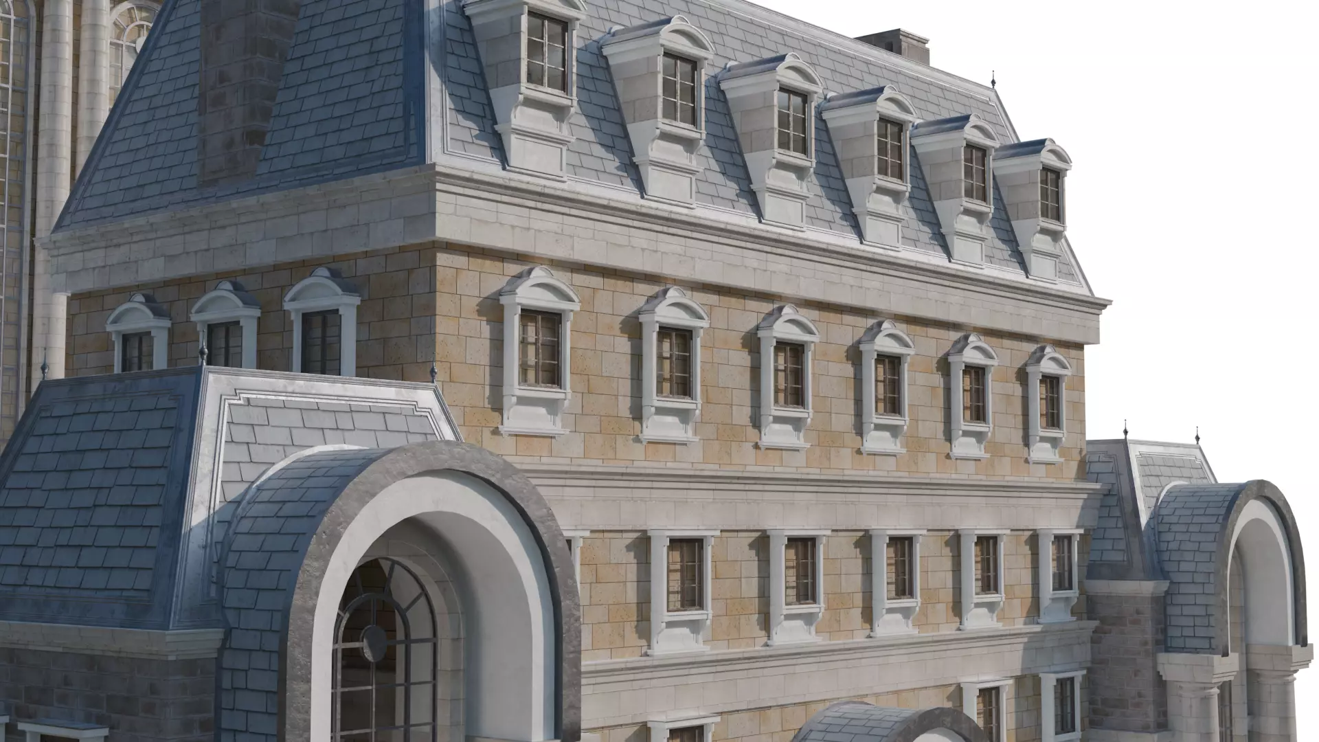 Classical European Building - House 1 3D model_5