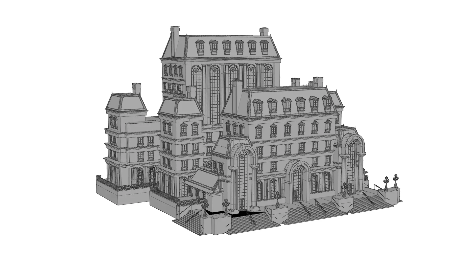 Classical European Building - House 1 3D model_10