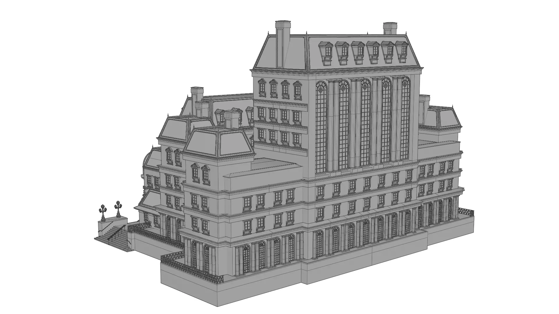 Classical European Building - House 1 3D model_12