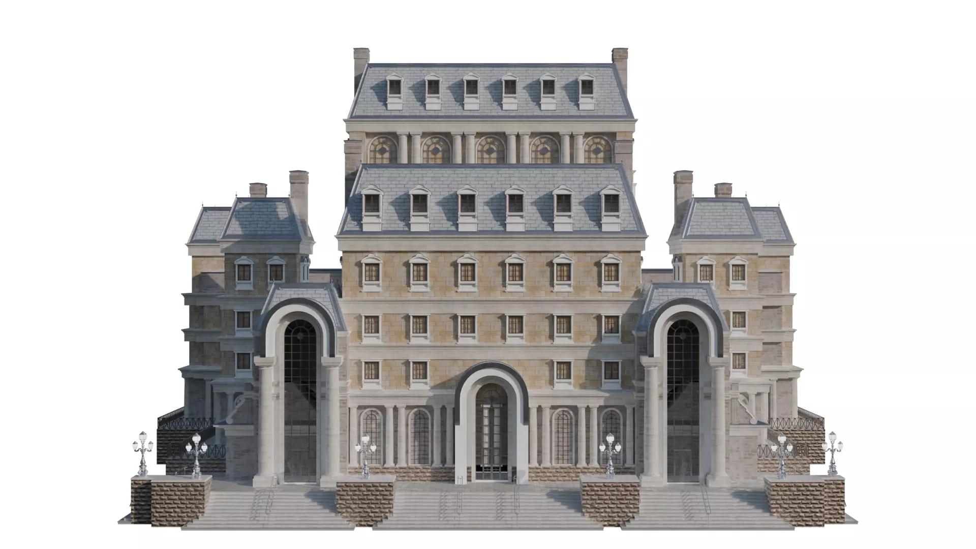 Classical European Building - House 1 3D model_3