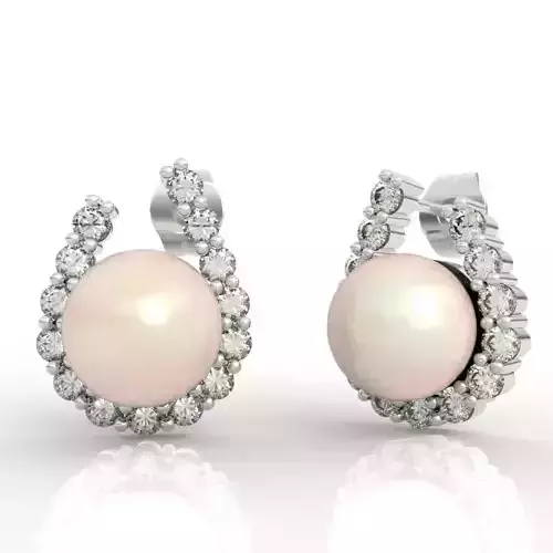 Elegant Horseshoe Pearl Stud Earrings
