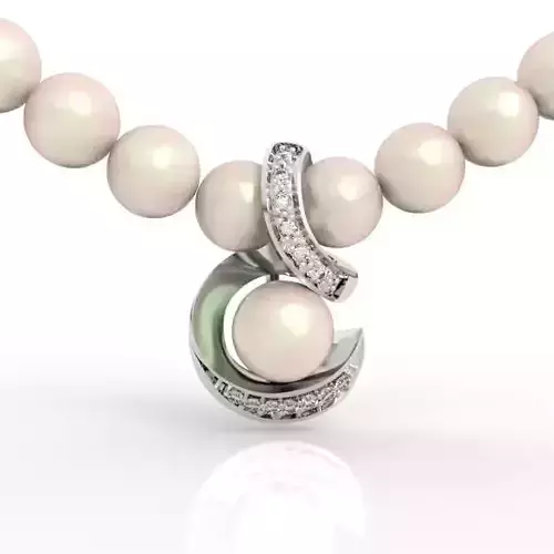 Elegant Pearl Pendant Diamond Necklace