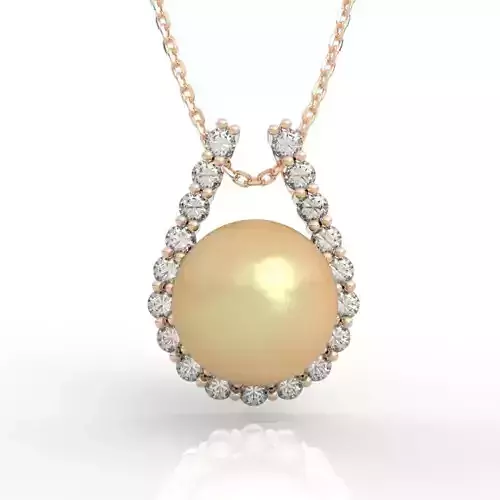 Elegant Horseshoe Pearl Diamond Pendant