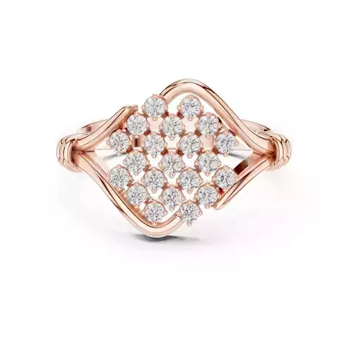  Round Cluster Diamond Engagement Ring ALL SIZES STL Video 3D print model