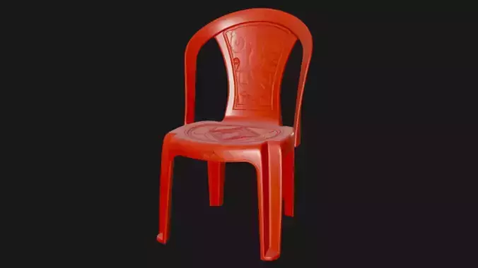 Plastic Chair Red Color 3D Model