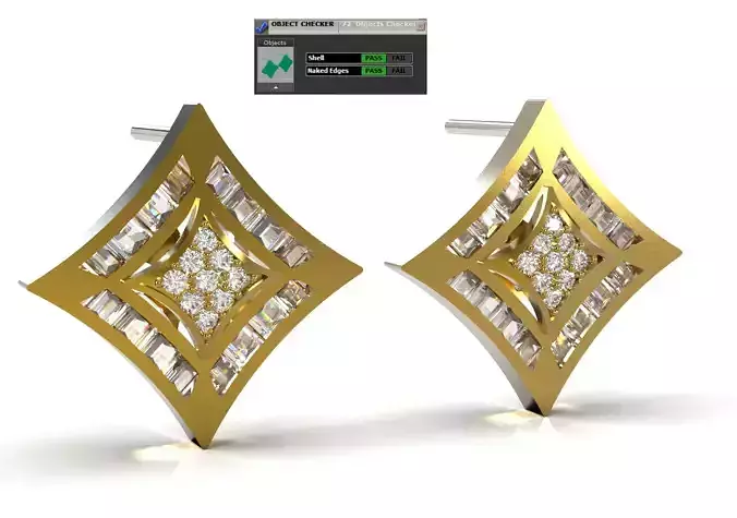 Diamond Stud Earrings with Nested Lozenge model je0152