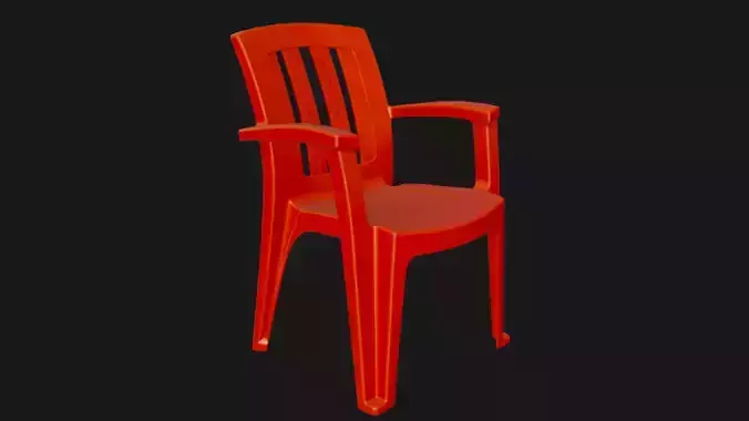 Plastic Chair Red Color 3D Model