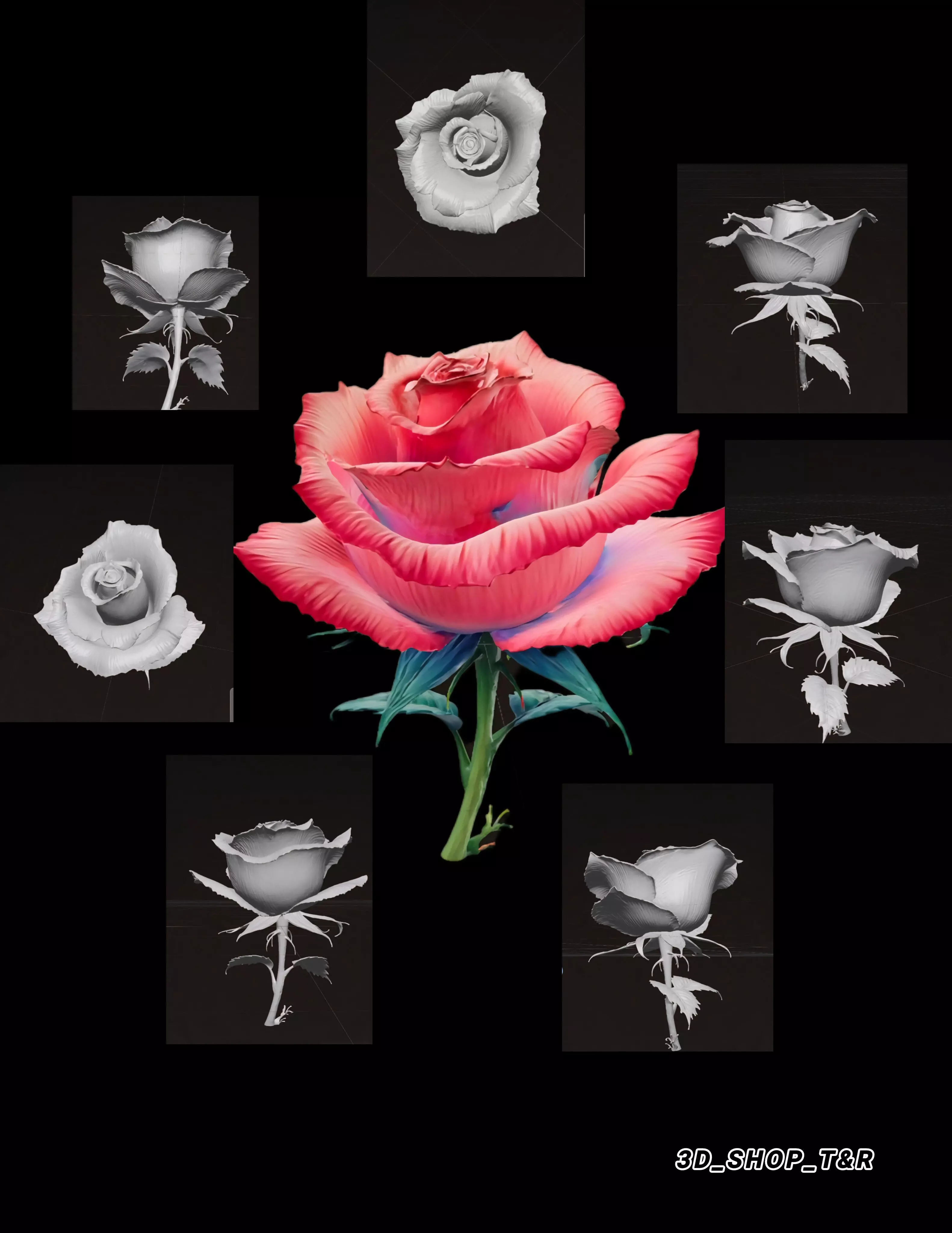 Rose Flower 3D Model 3D print model_0