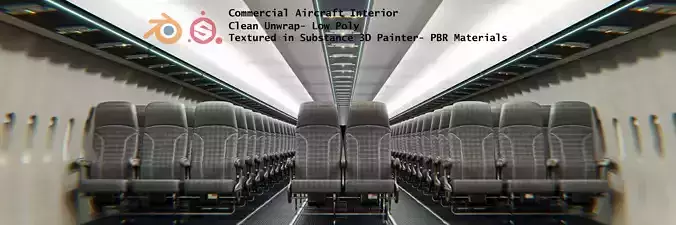 Boeing 747 interior 3D model-Module Part Low-poly 3D model