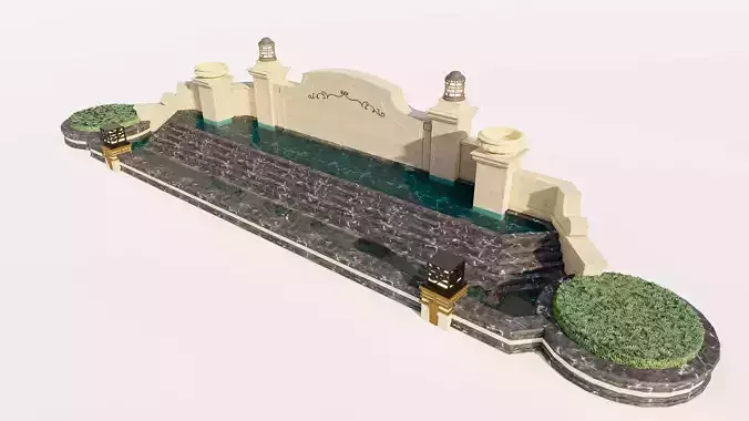classical Water Fountain Low-poly 3D model