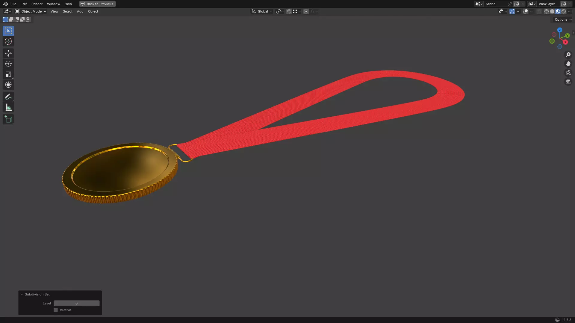 Gold Medal PBR 3D model_15