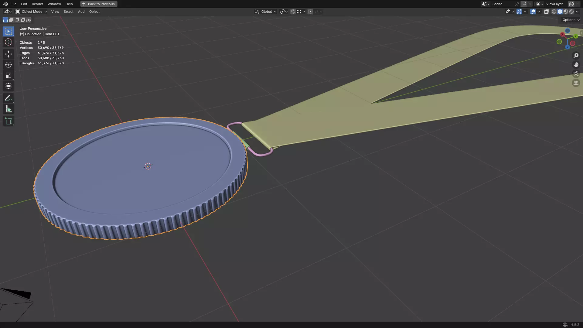 Gold Medal PBR 3D model_22