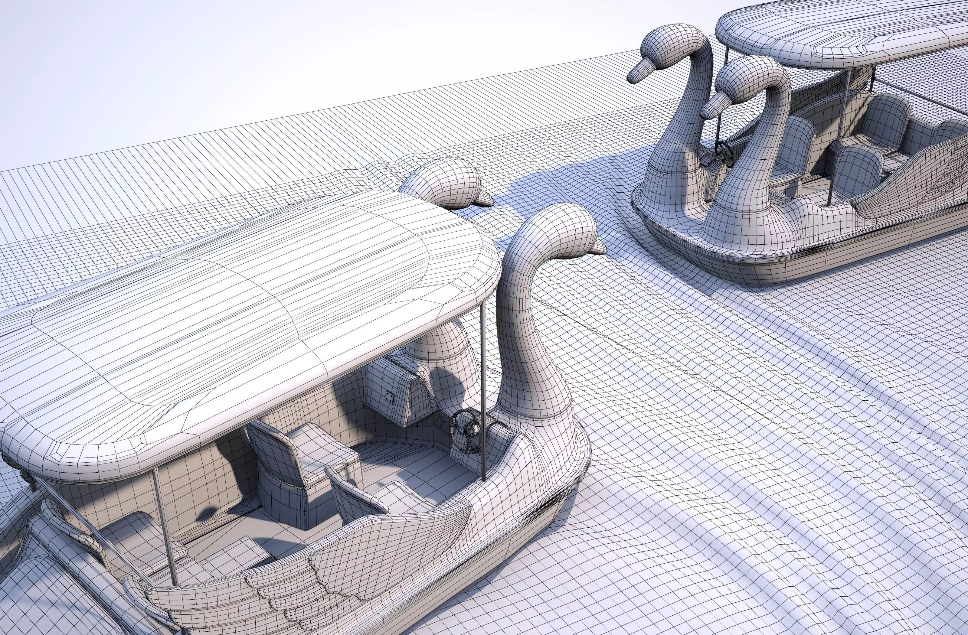 Pedal boat - Swan Low-poly 3D model_19