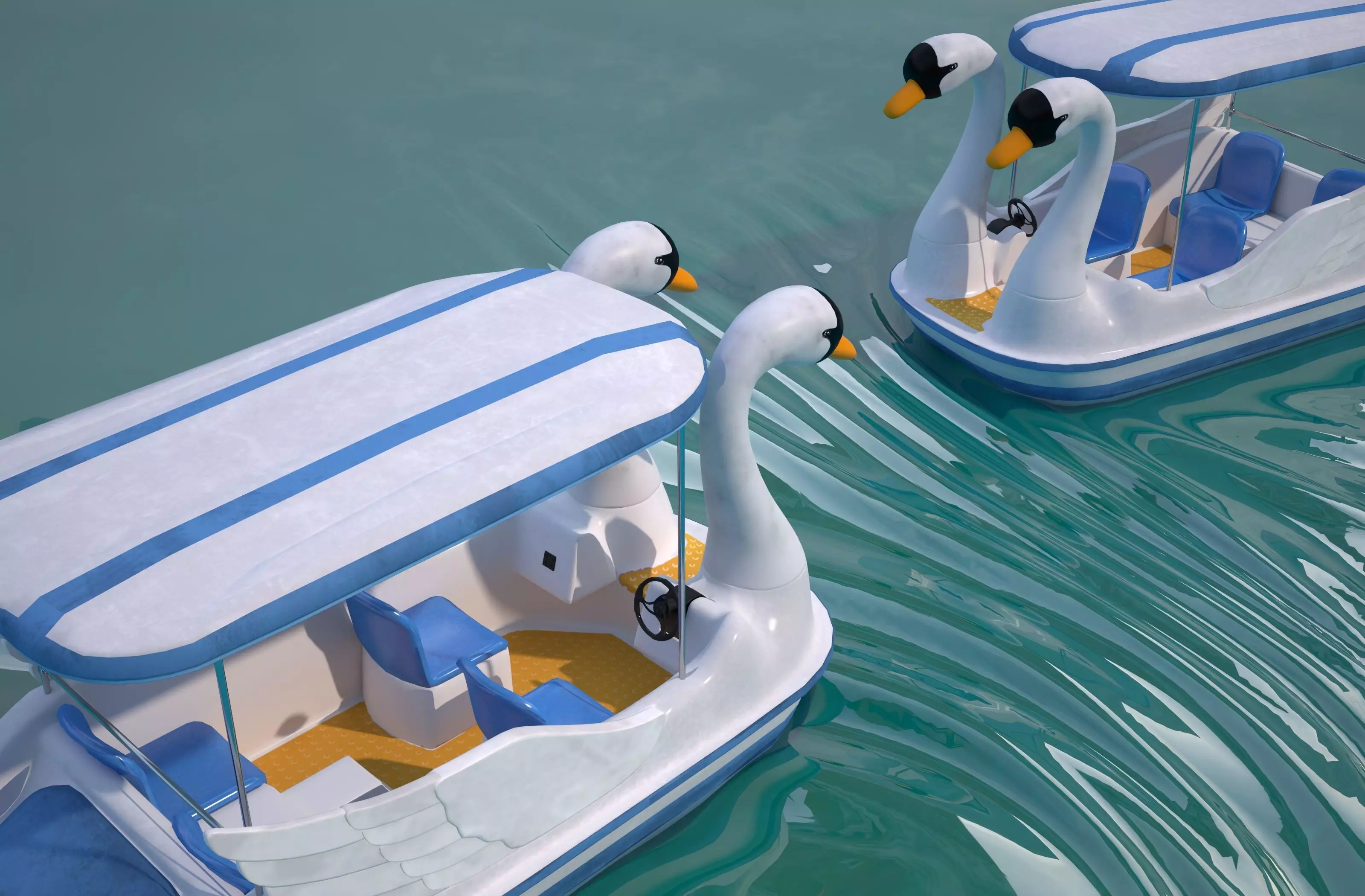 Pedal boat - Swan Low-poly 3D model_3