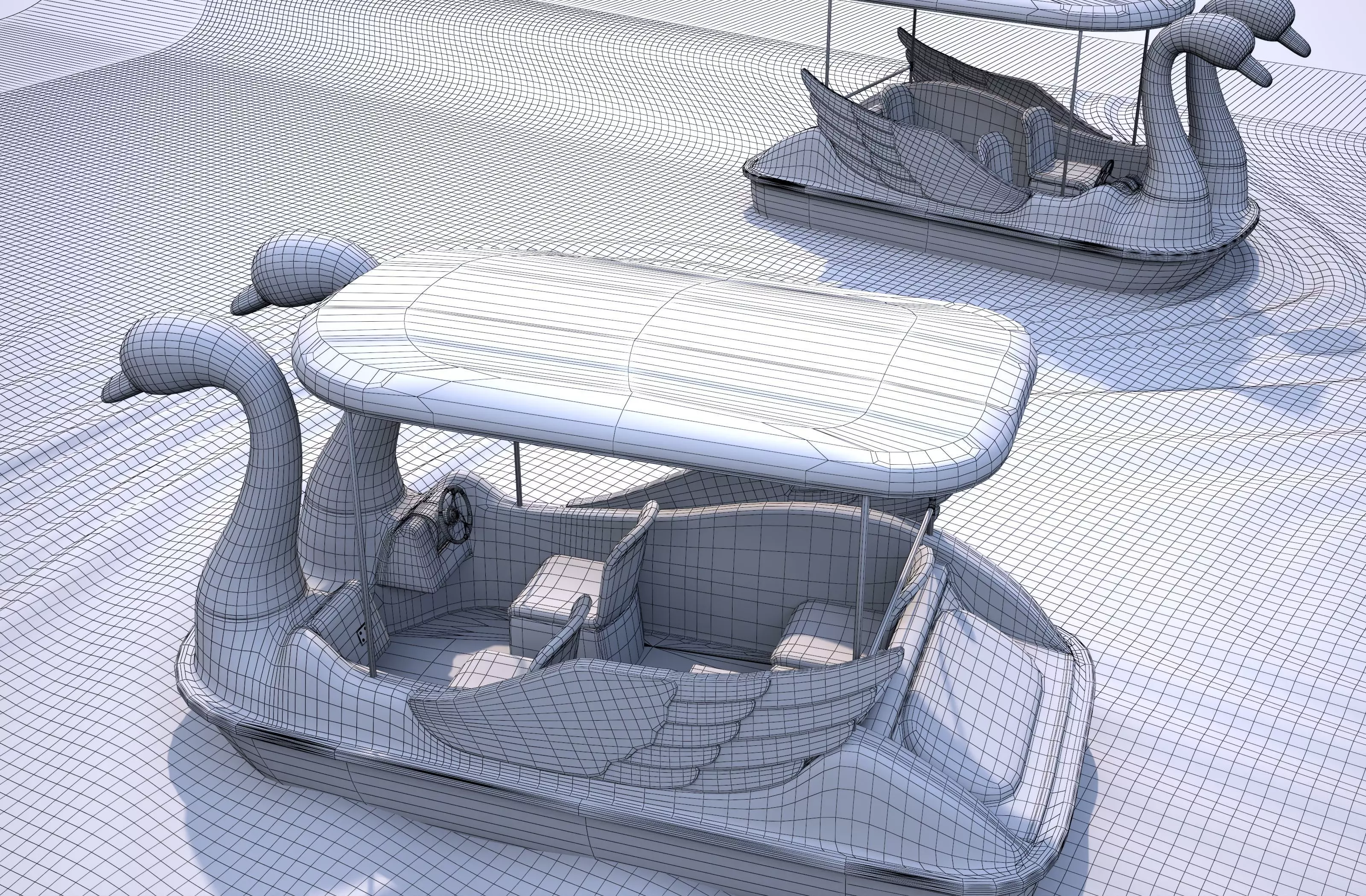 Pedal boat - Swan Low-poly 3D model_21