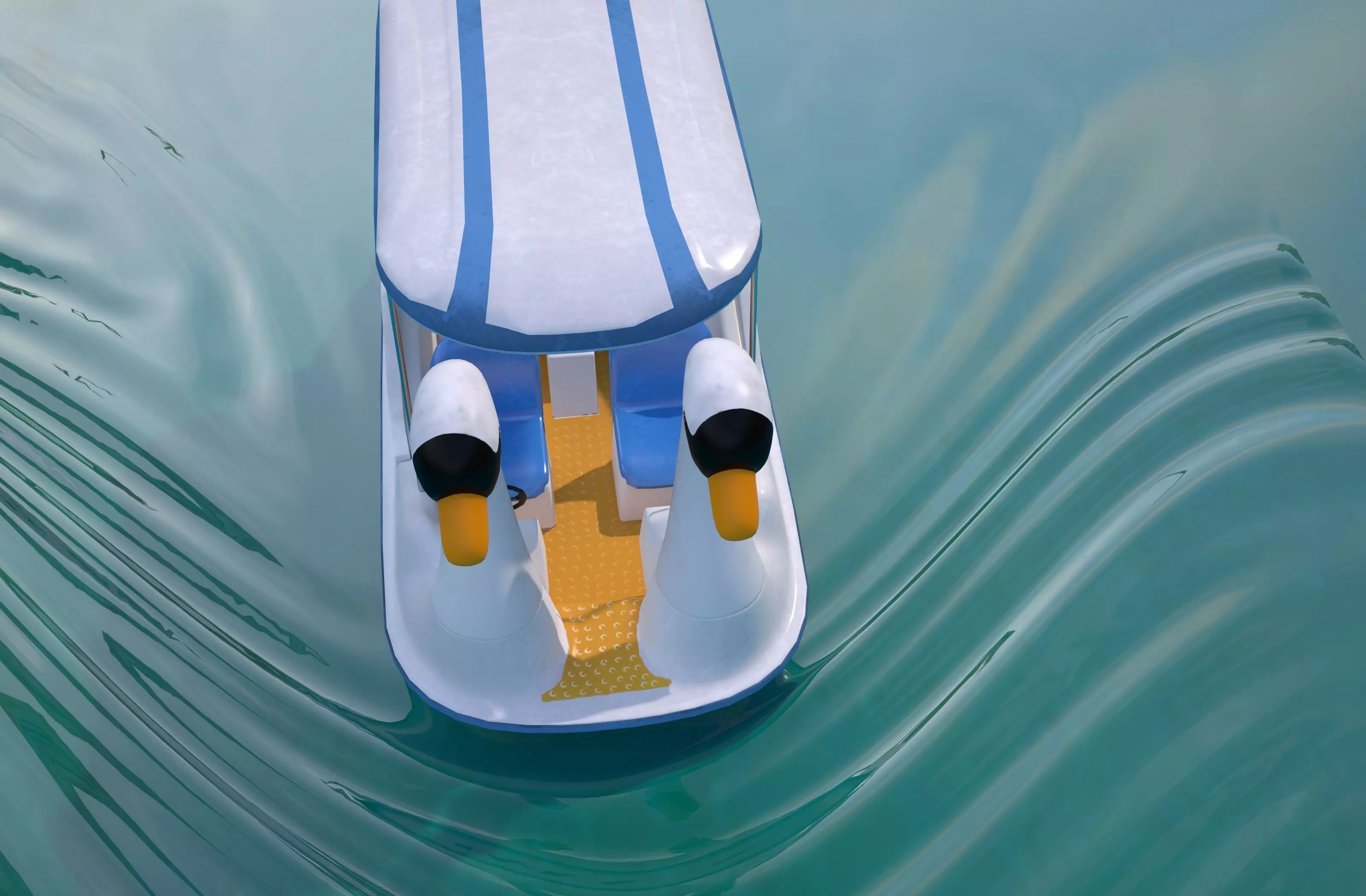 Pedal boat - Swan Low-poly 3D model_8