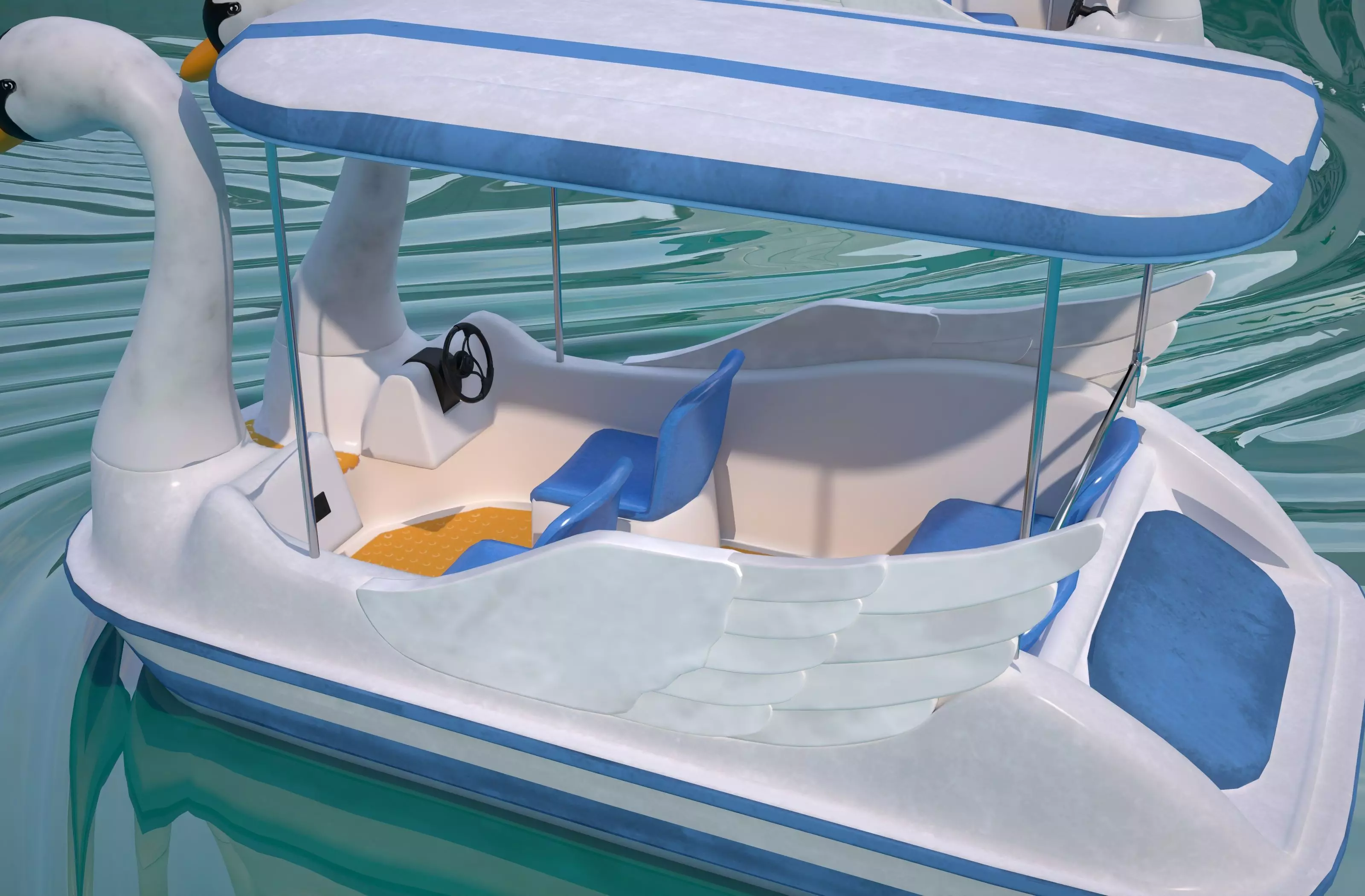 Pedal boat - Swan Low-poly 3D model_4