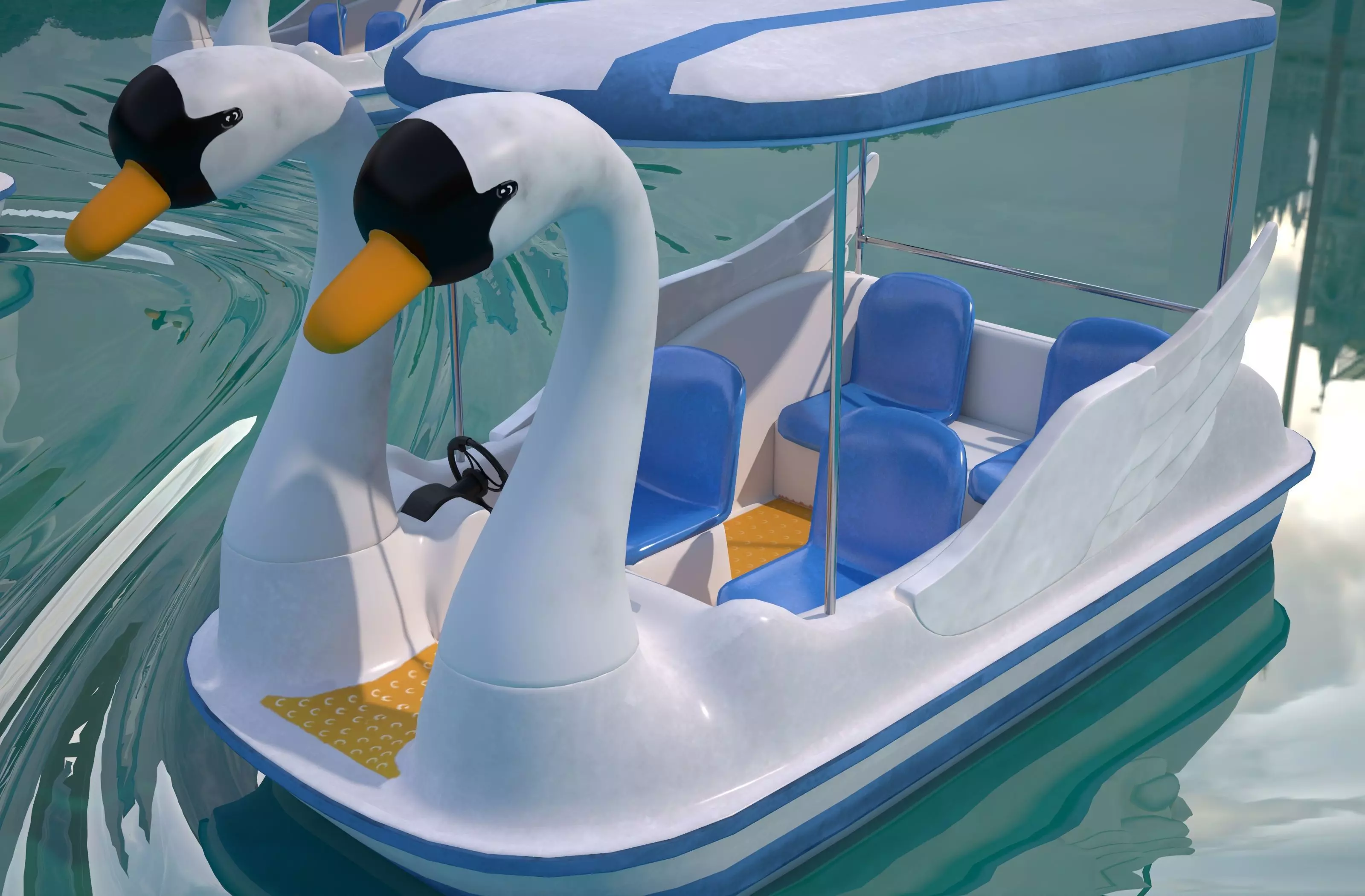 Pedal boat - Swan Low-poly 3D model_6