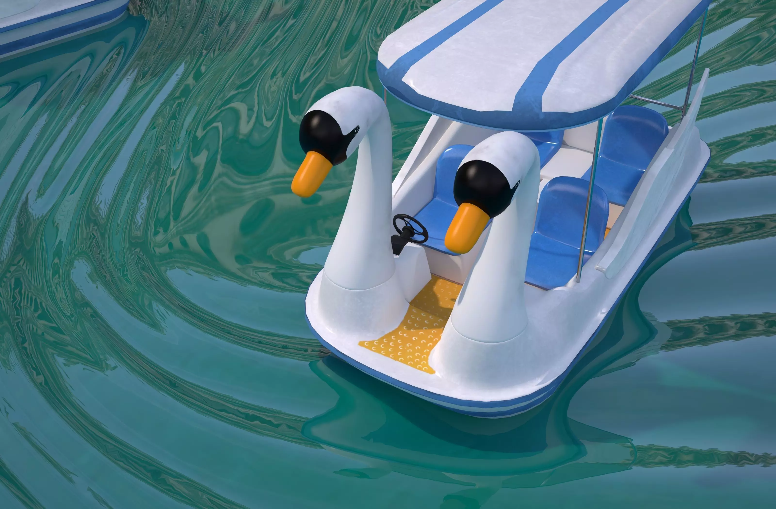 Pedal boat - Swan Low-poly 3D model_10