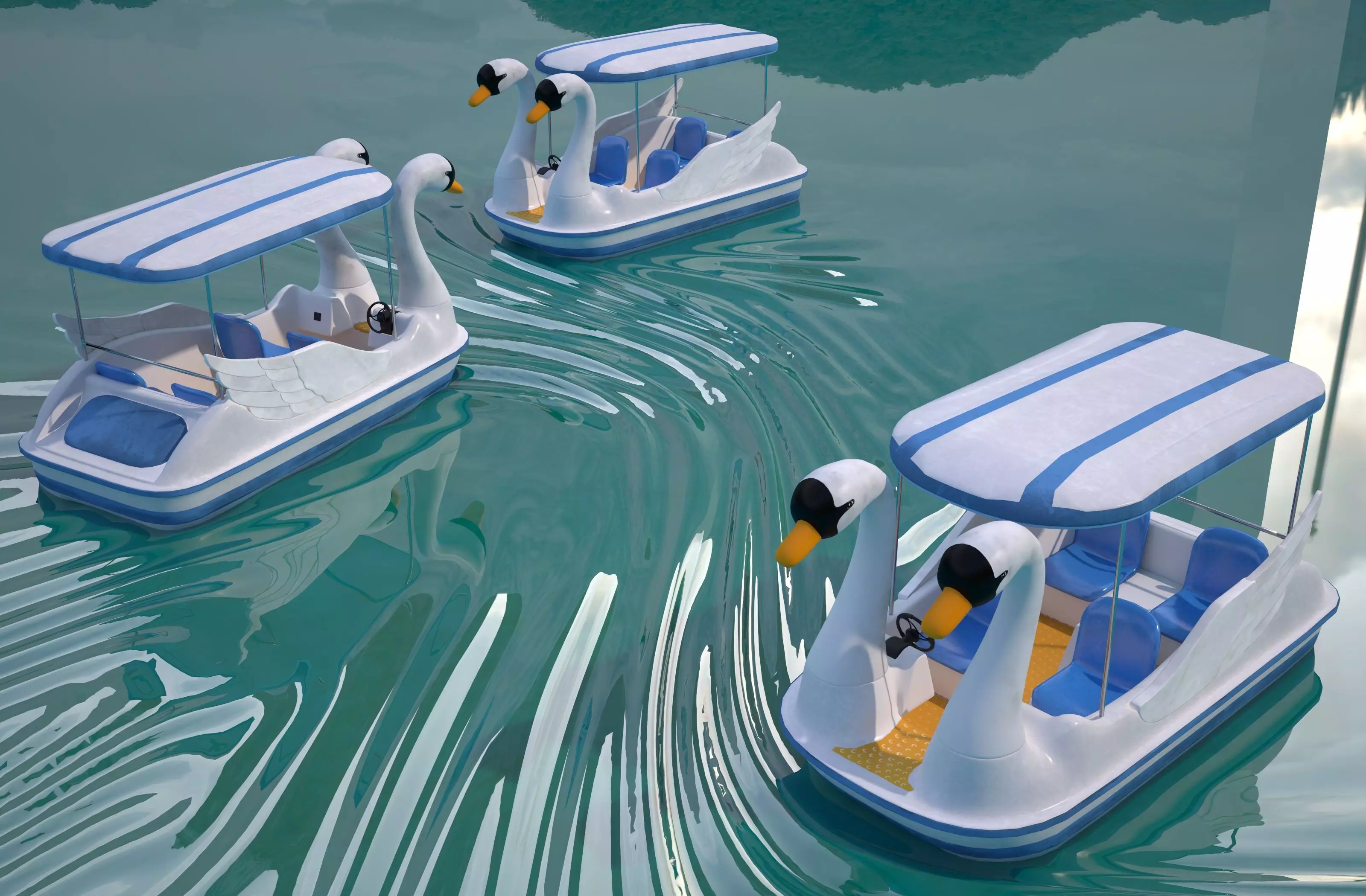 Pedal boat - Swan Low-poly 3D model_1